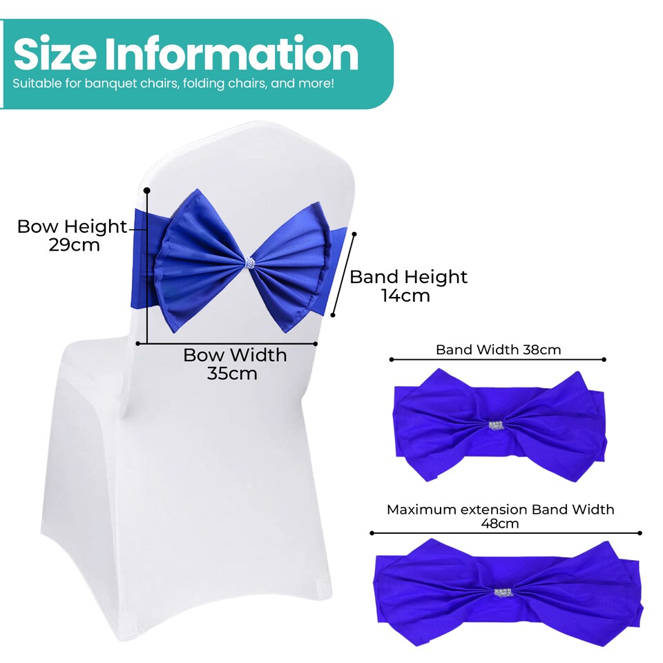 image 1 of Chair Bow Sashes, Elastic Spandex Stretch Chair Ties with Buckle - 1pc