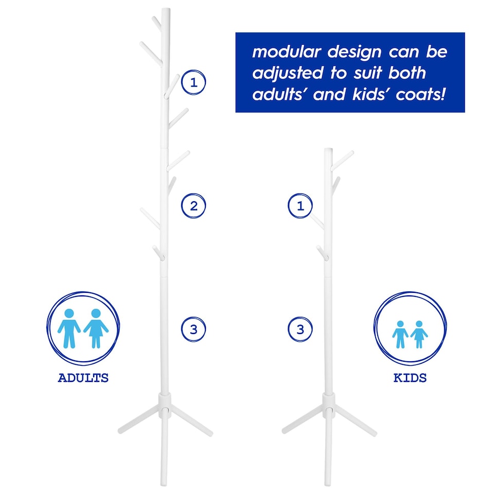 image 1 of Harbour Housewares Free-Standing Wooden Coat Rack - White | White | White | One Size