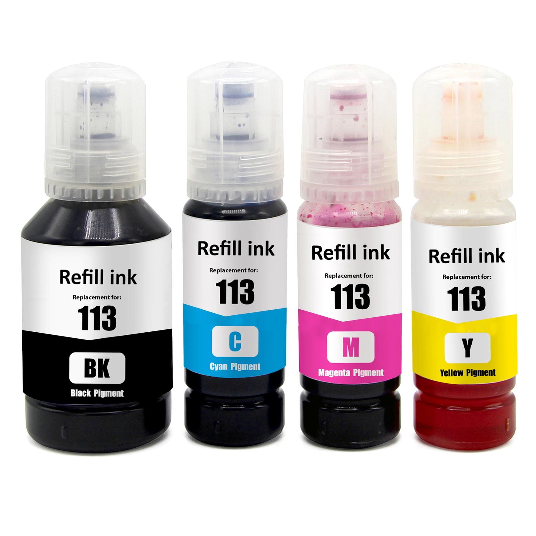 1 Go Inks Set of 4 Ink Bottles 140ml/70ml to replace Epson 113 Compatible/non-OEM for EcoTank Printers