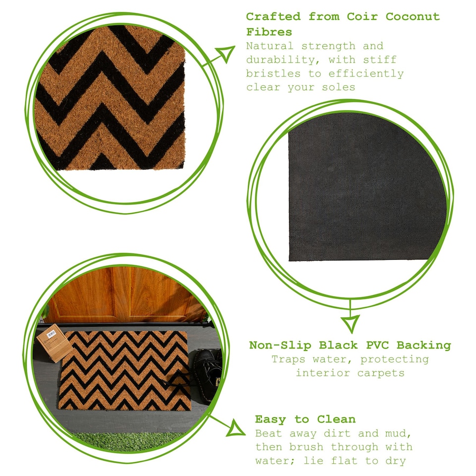 image 1 of Nicola Spring Coir Door Mat - 60 x 40cm - Zig Zag