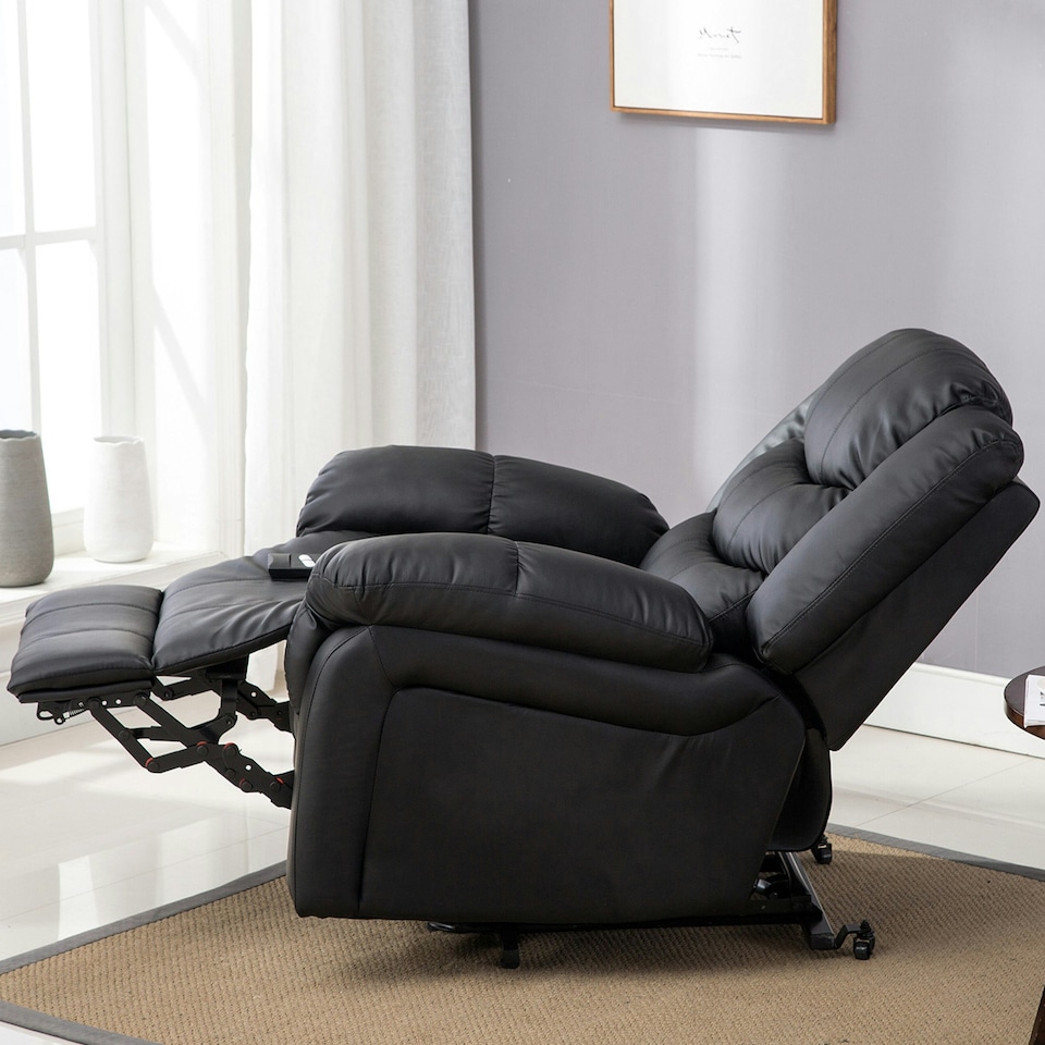 image 1 of Seattle Electric Single Motor Rise Recliner Bonded Leather Chair (Black)