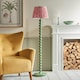 image 3 of Higgledy Gloss Cotswold Green Paint Floor Lamp with Coral Pink Fabric Ikat Shade 35cm E27