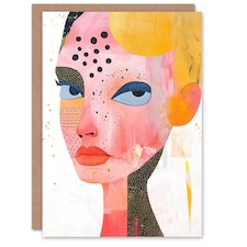 Woman Portrait Texture Patterns Abstract Modern Birthday Greeting Card