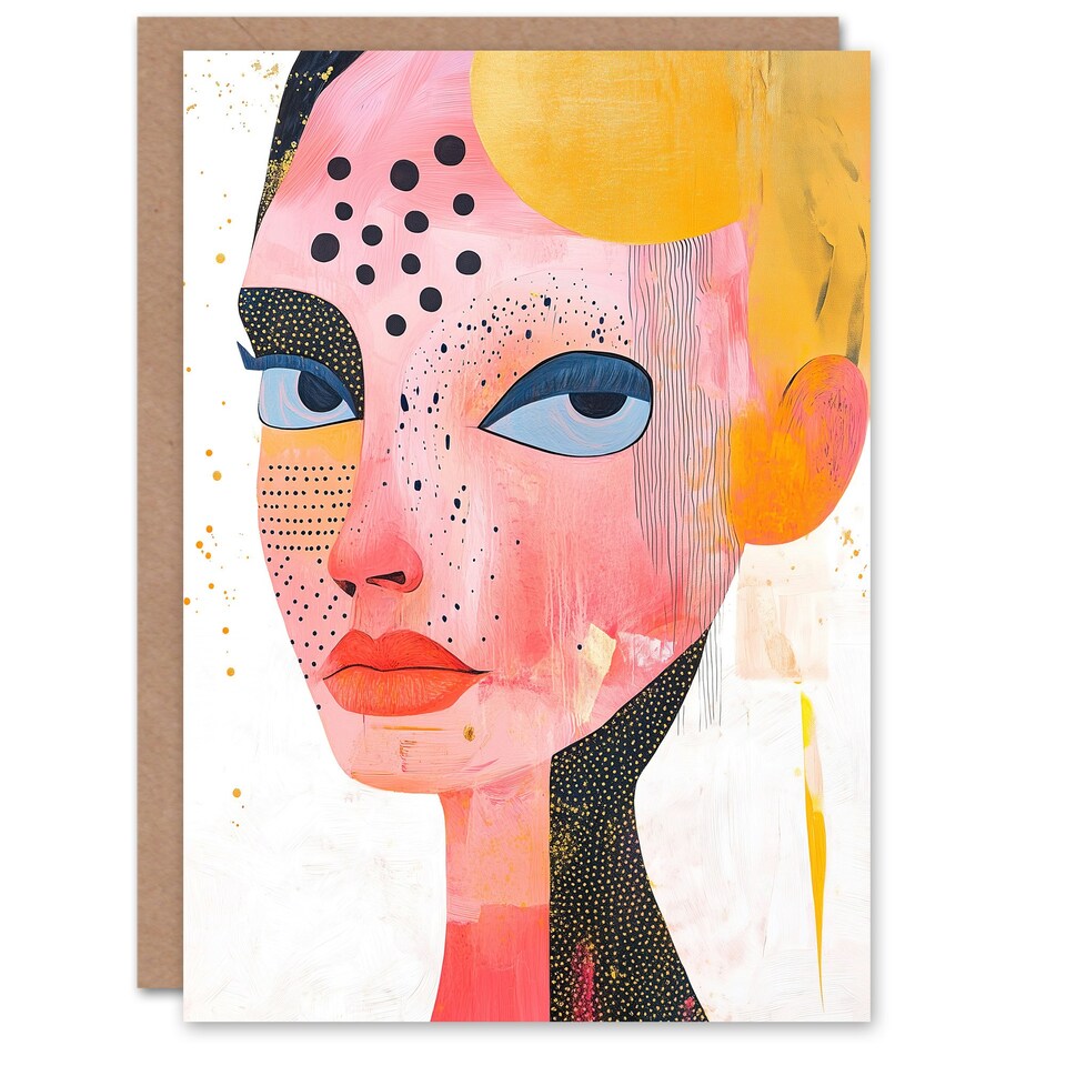 image 1 of Woman Portrait Texture Patterns Abstract Modern Birthday Greeting Card