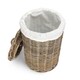 image 2 of Small Round Rattan Laundry Hamper Basket with White Lining | Brown | Rattan
