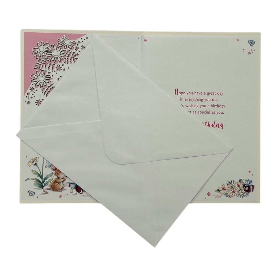 image 1 of To My Wife Cute Mouse In Flowers Design Birthday Card