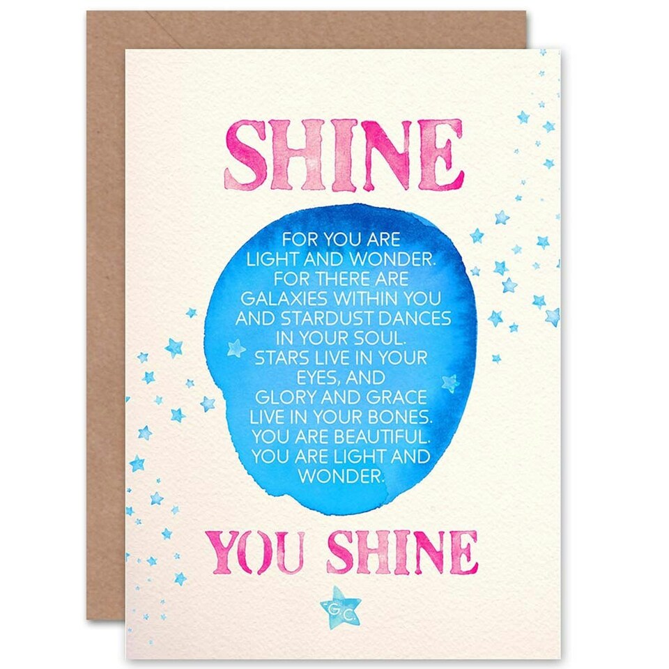 image 1 of Quote Shine Kids Love Pink Stars Quote Blank Just to Say Card