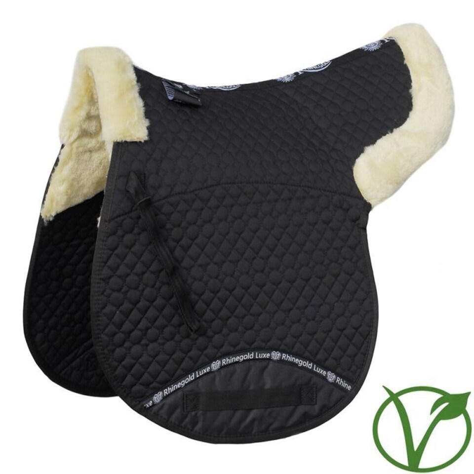image 1 of Rhinegold Luxe Fur Numnah Black | Colour: Black/Black
Size: Pony