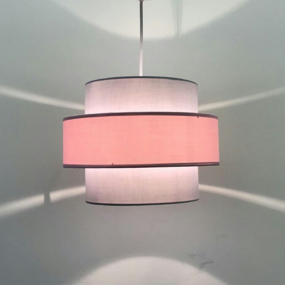 image 1 of Pair of Pink and Grey Two Tier Light Shades Grey | Pink
