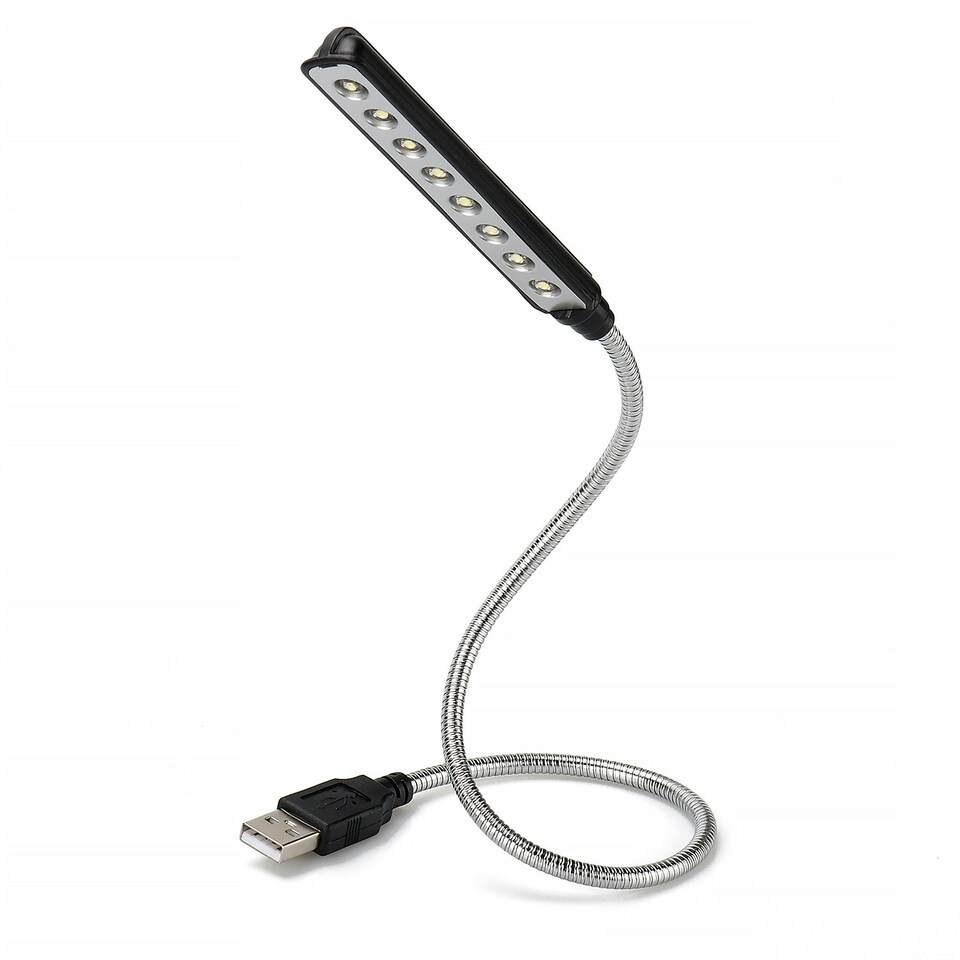 image 1 of USB Powered LED Lamp Light with Flexible Gooseneck For Keyboard, Desk, or Reading - Daffodil ULT05 | Silver