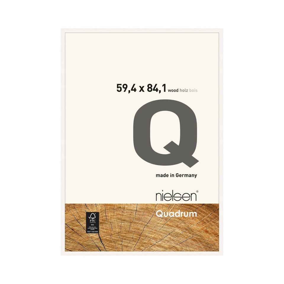 image 1 of Nielsen Quadrum Wooden Picture Frame - Real Glass - Matt White - A1 (59.4cm x 84.1cm)