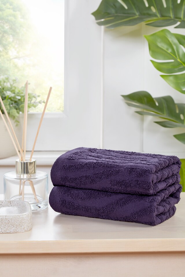 image 1 of Safari Pure Cotton Face Cloth Towels Set Of 4 | Purple | Face cloth | 4