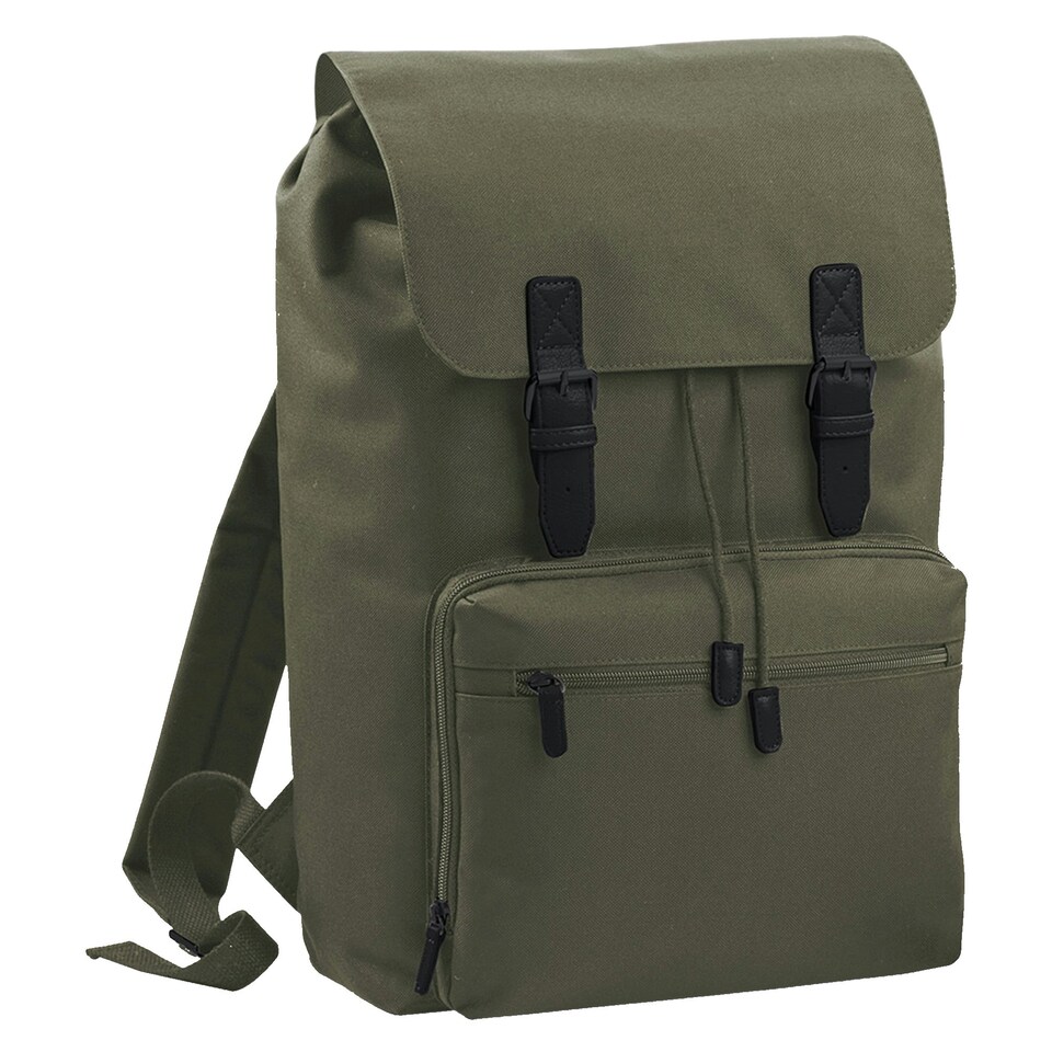 Bagbase Heritage Laptop Backpack Bag (Up To 17inch Laptop) - Olive/Black - One Size