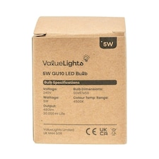 ValueLights 6 Pack GU10 White Plastic Spotlight LED 5W Cool White 4500K 450lm Light Bulb
