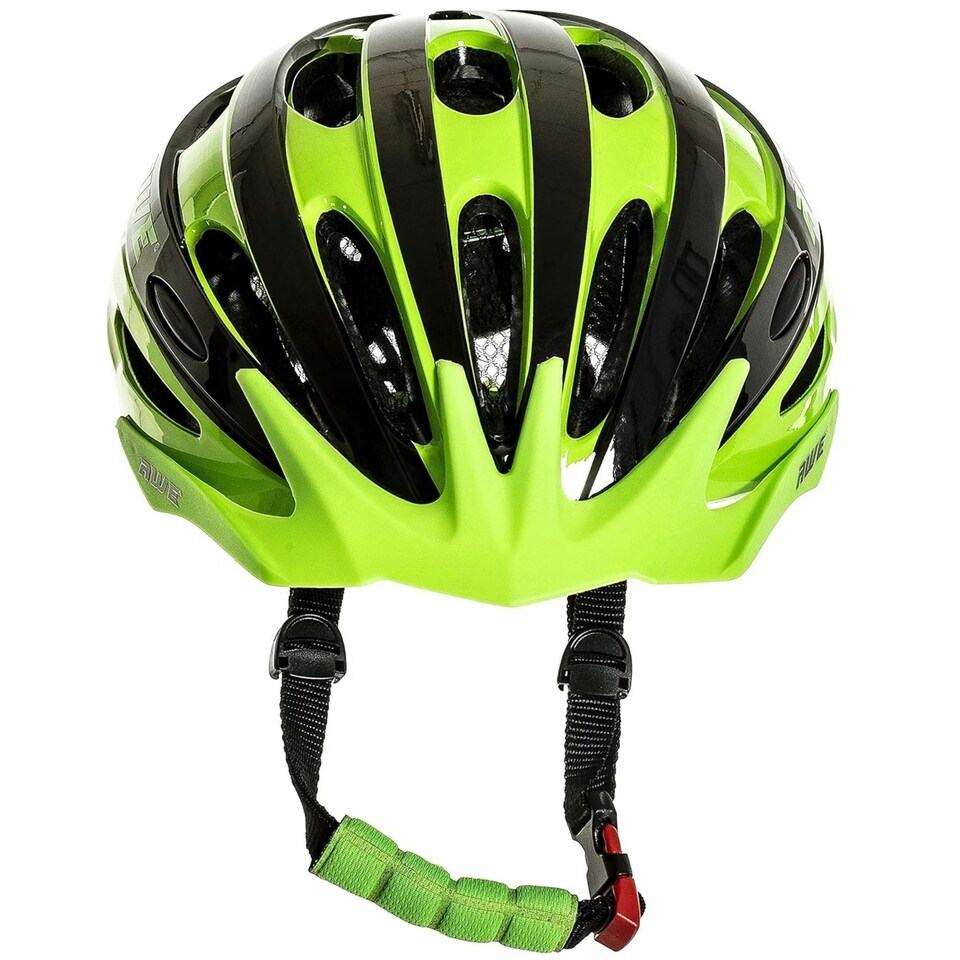 image 1 of AWE AweAir In Mould Adult Bike Helmet 55-58cm Black/Green Crash Guarantee* | Black | Green