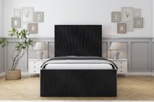 Sloomy Somerset Black Naples Bed Frame With Mattress With 50" Upholstered Headboard 5' King