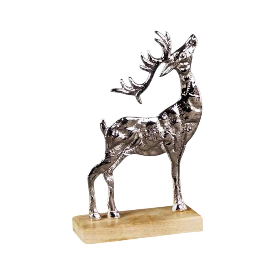 image 1 of Silver Metal Reindeer Christmas Decoration 22cm