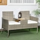 image 1 of Outsunny 2 Seat Rattan Garden Bench, Patio Wicker Chair with Glass Tea Table, Outdoor Love Seat with Padded Cushions, for Garden, Porch, Mixed Grey/Cream White | Grey