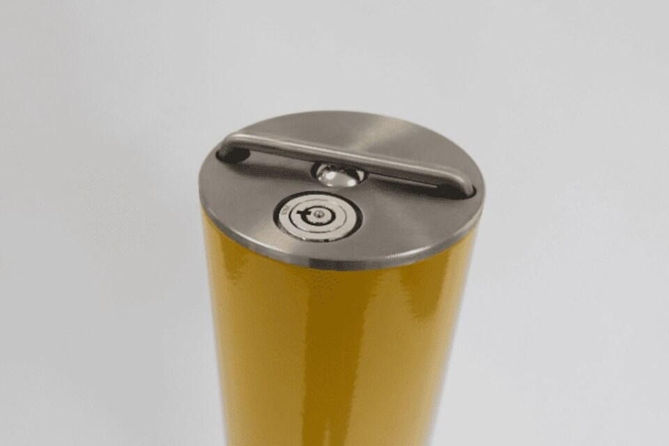image 1 of The Ramp People Stainless Steel Retractable Telescopic Bollard for Driveways & Car Parks - Yellow - 4 Keys