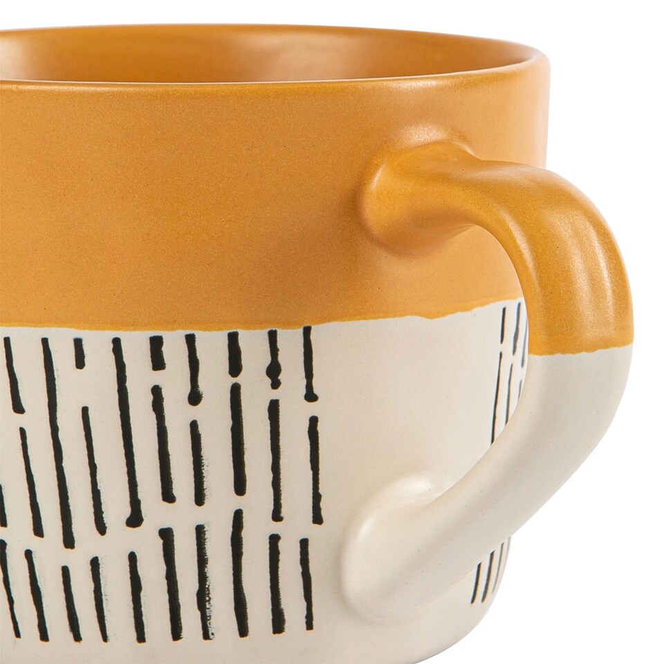 image 1 of Nicola Spring Ceramic Dipped Dash Coffee Mugs - 475ml - Mustard - Pack of 6 | Yellow | Mustard