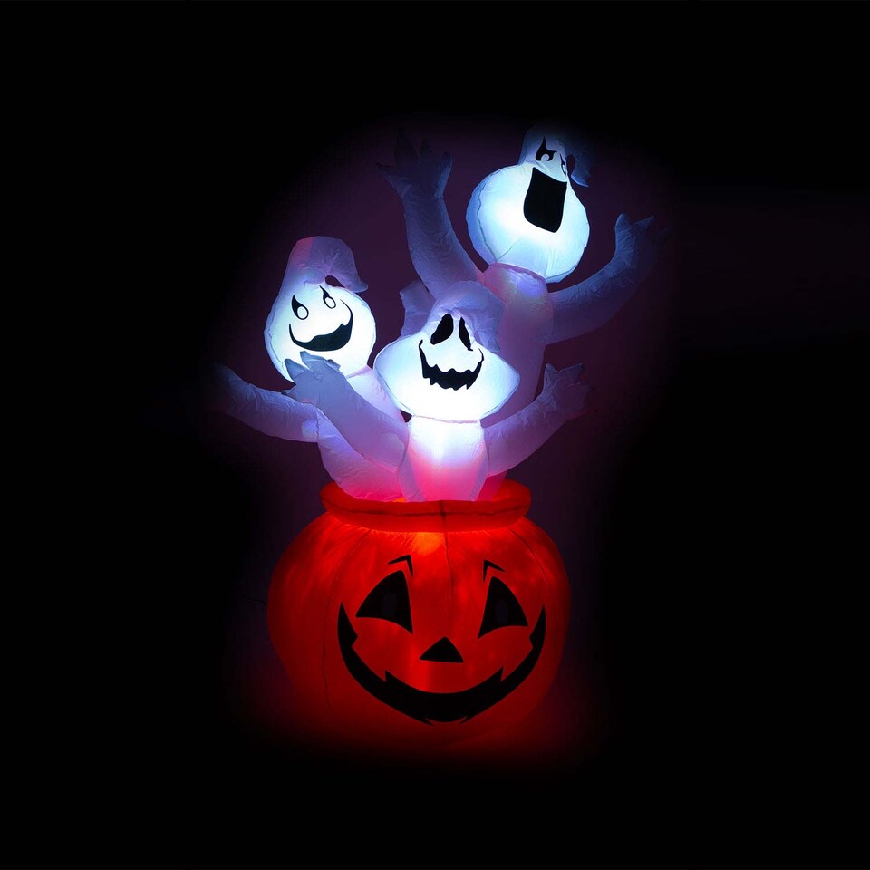 image 1 of PMS Halloween Inflatable Pumpkin Ghosts Decoration - Multicolour 5ft