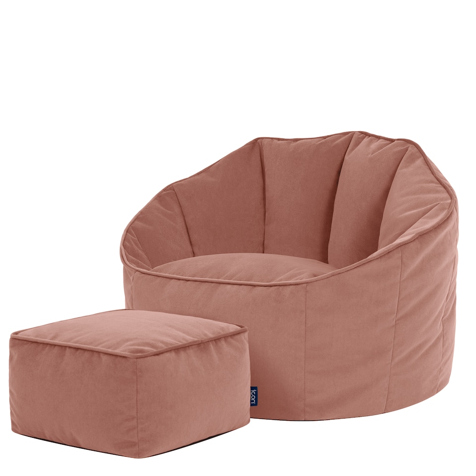 image 1 of icon Sirena  Velvet Accent Chair and Footstool Bean Bag, Pink