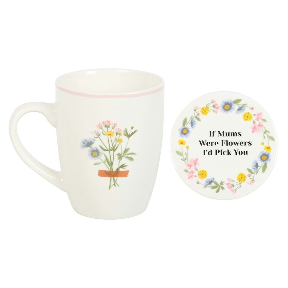 image 1 of Something Different If Mums Were Flowers Floral Mug and Coaster Set - White - One Size