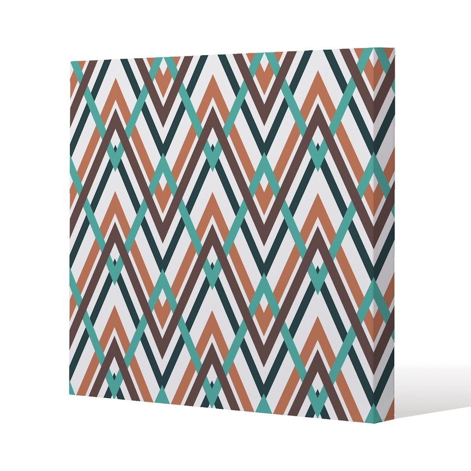 Coloured Geometric Zig Zag (Canvas Print) / 90 x 90 x 4cm | Multi
