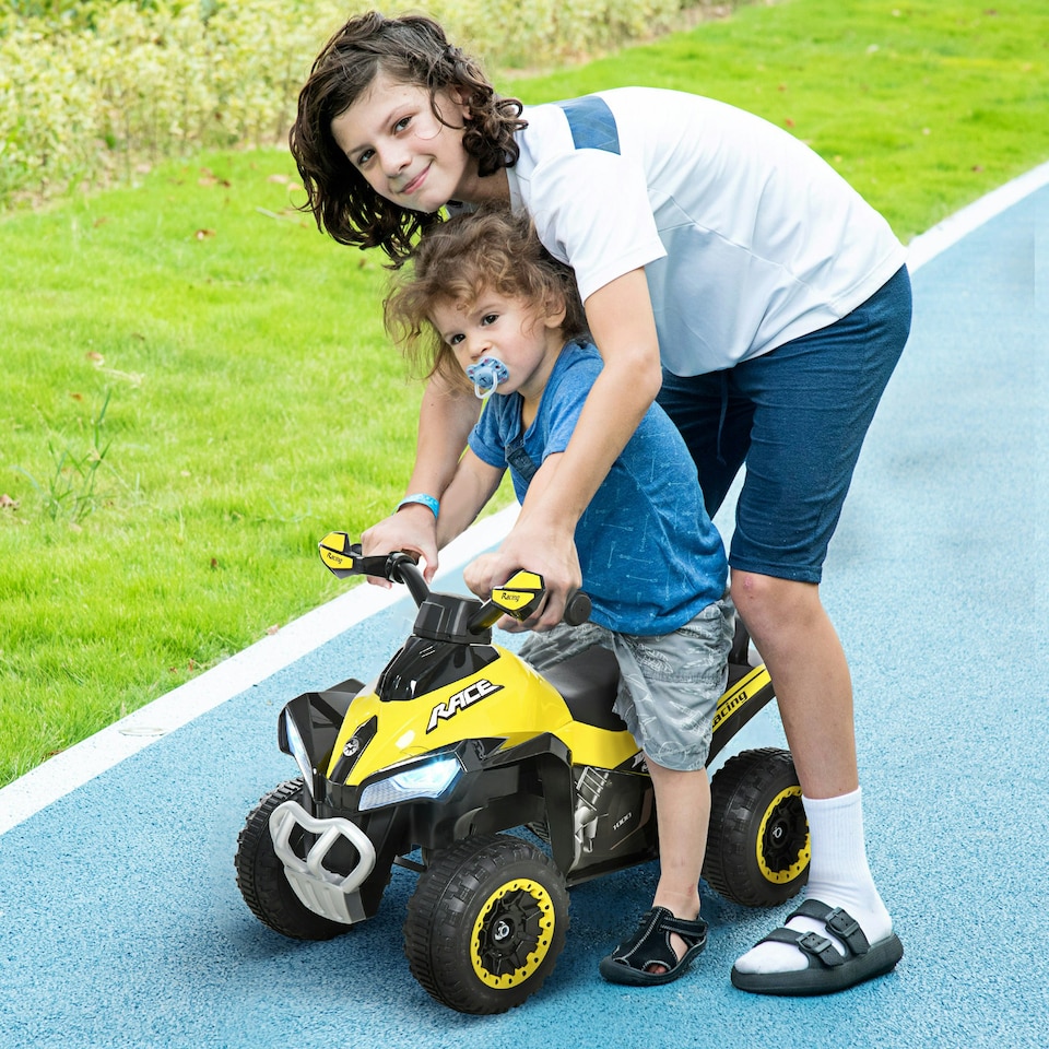image 1 of HOMCOM No Power Quad Toddler Ride on Car Foot-to-Floor Sliding Yellow