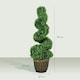 image 5 of HOMCOM Set of 2 Decorative Artificial Plants Topiary Spiral Boxwood Trees in Pot, Fake Plants for Home Indoor Outdoor Decor, 90cm, Green