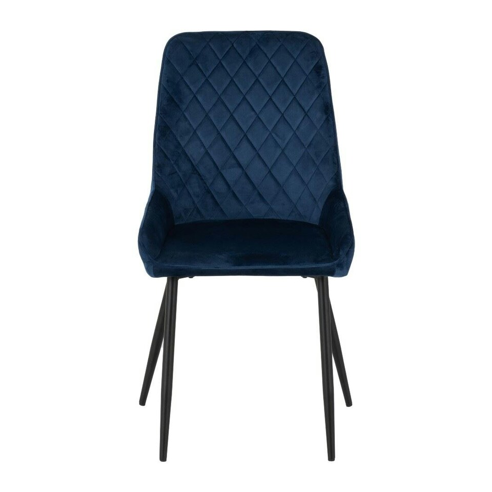 image 1 of Quebec Wave Edge Dining Set with 4 Velvet Avery Chairs Blue | Sapphire Blue