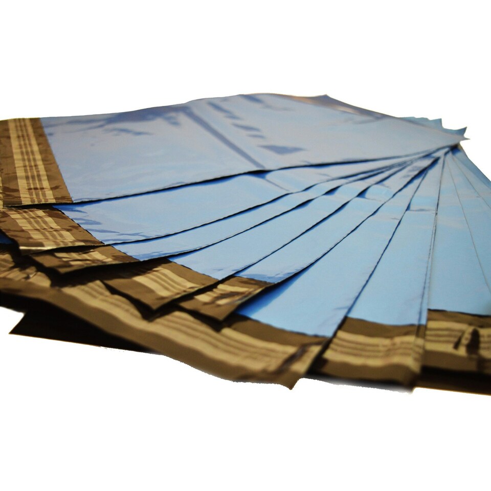 image 1 of 500 x 12x16" (305x405mm) Metallic Blue Polythene Waterproof Self Sealing Postal Mailing Bags Blue | One Size