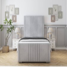 Sloomy Harrington Silver Naples Bed Frame With Mattress With 50" Upholstered Headboard 5' King