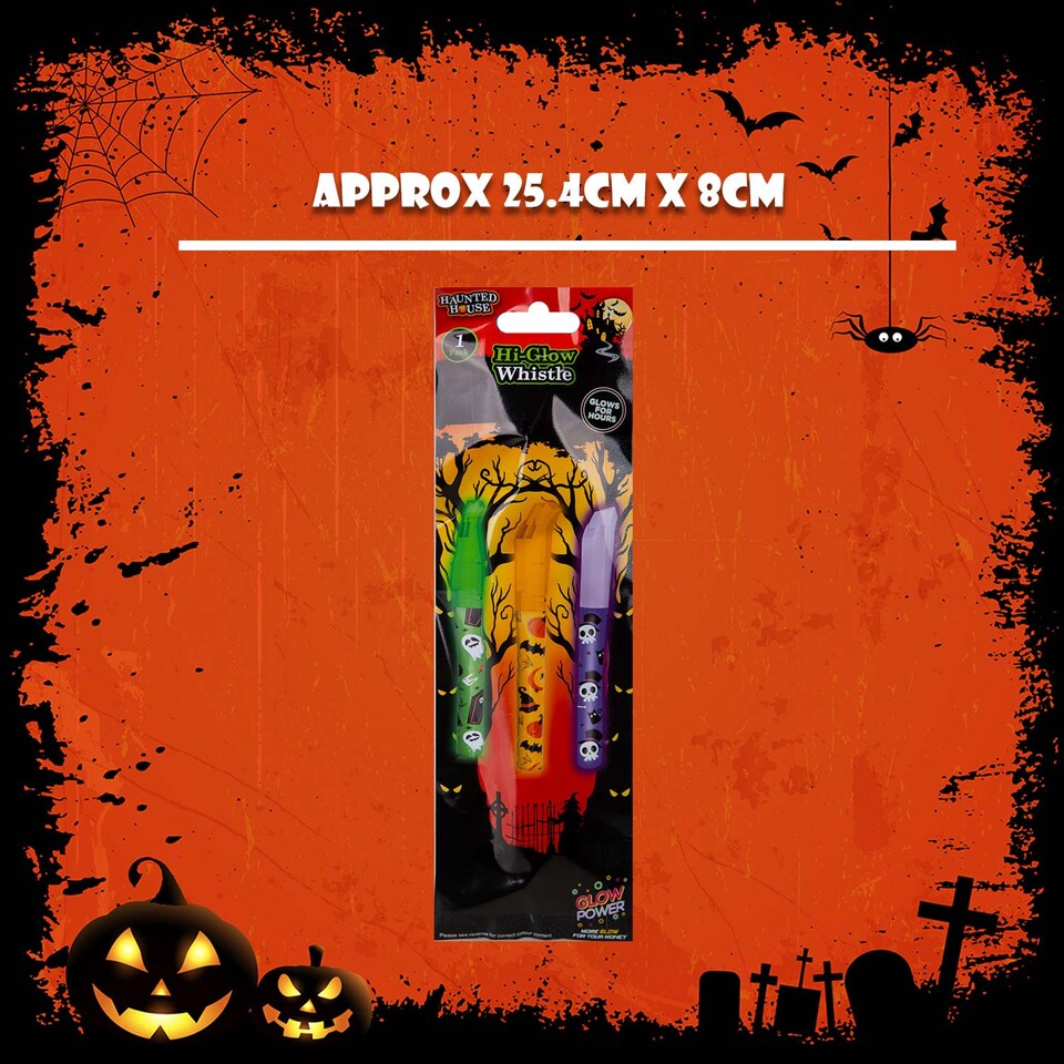 image 1 of PMS Halloween Glow Whistle with Lanyard, 1-Piece Mystery Bag, Orange