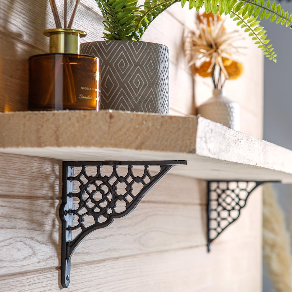 image 1 of Hammer & Tongs Honeycomb Iron Shelf Bracket - D155mm - Raw
