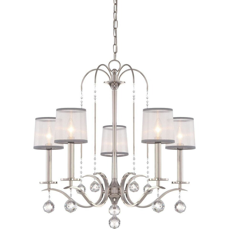 image 1 of Whitney 5 Light Multi Arm Chandelier Silver Finish, E14
