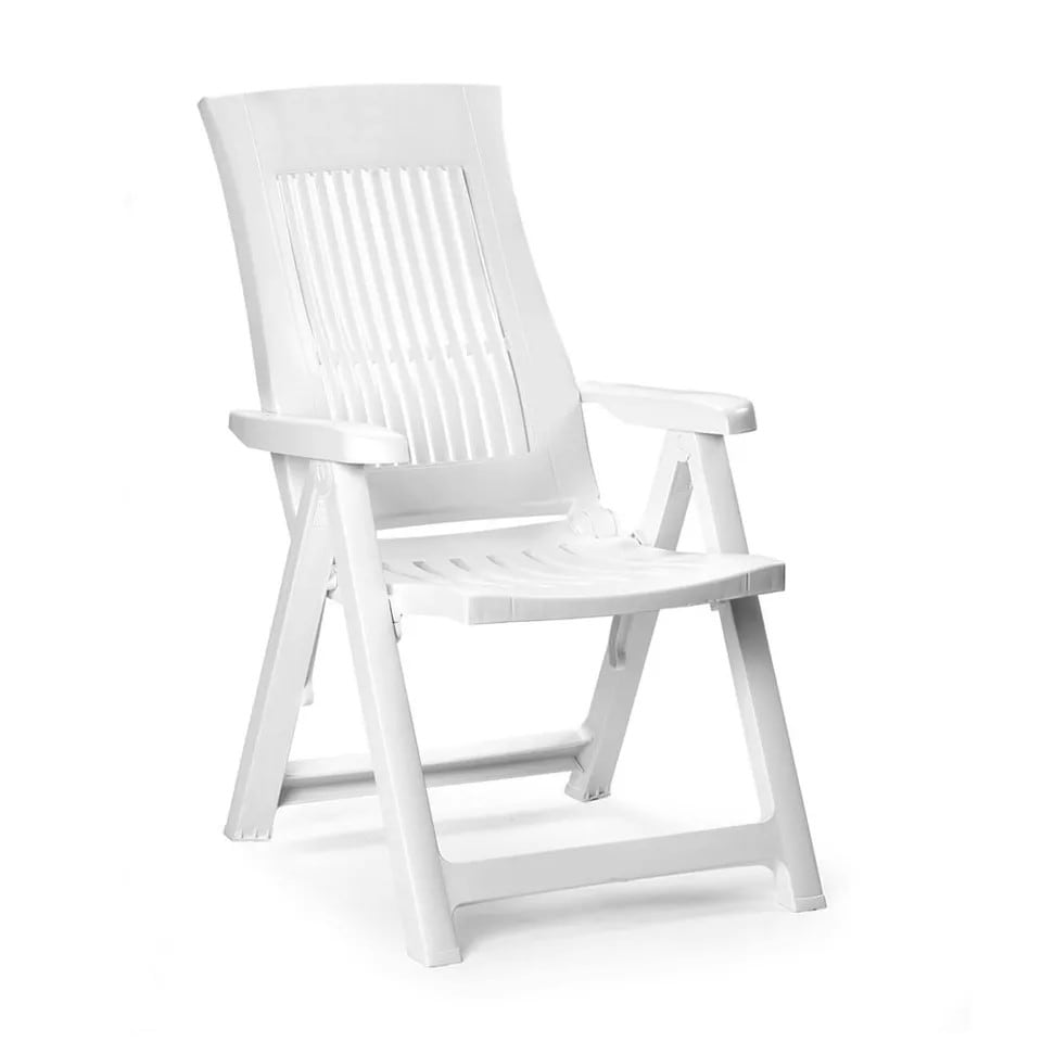 image 1 of 5-Position Foldable Lounge Chair | White | White & Set of 2 | Not provided | 2