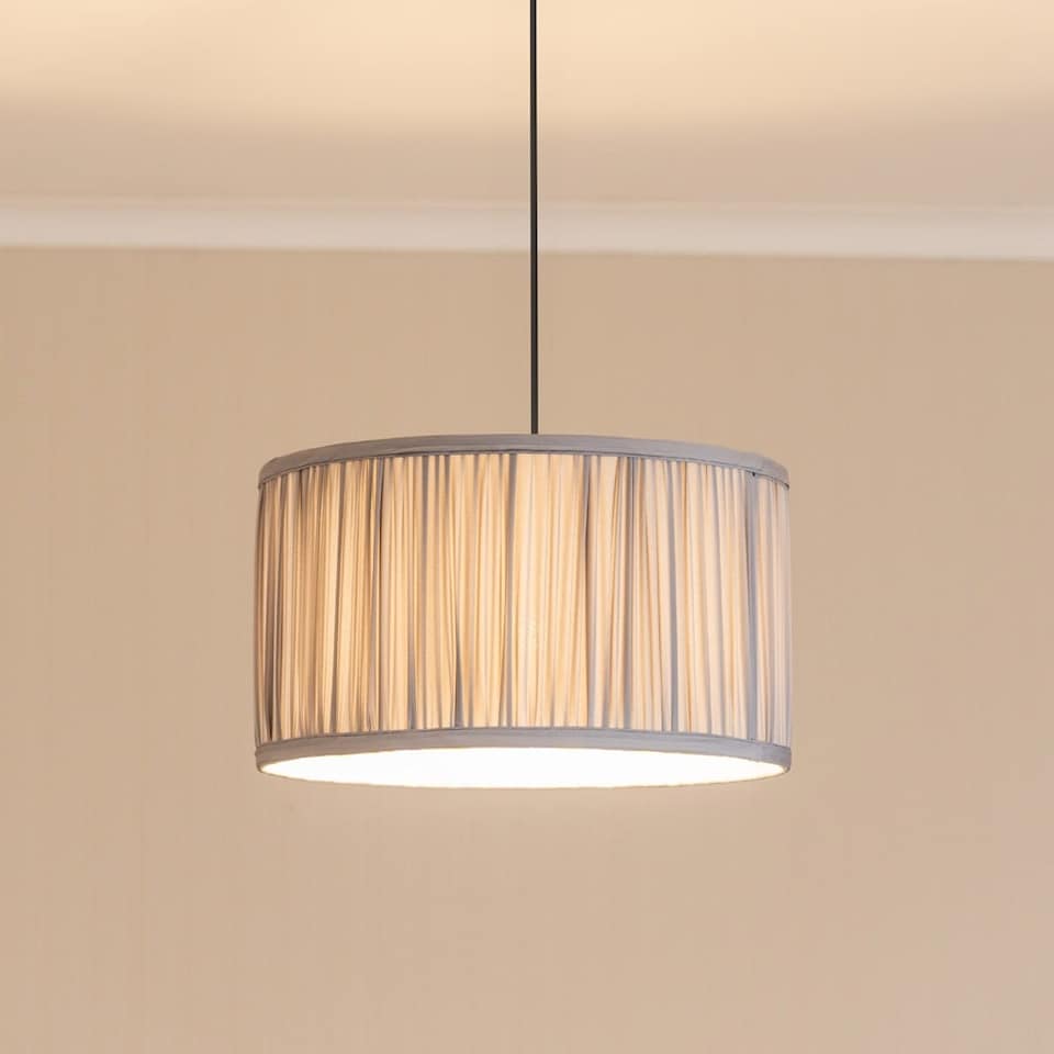 image 1 of ValueLights Jess Powder Blue Fabric Ruched Pleated Large Drum Shade