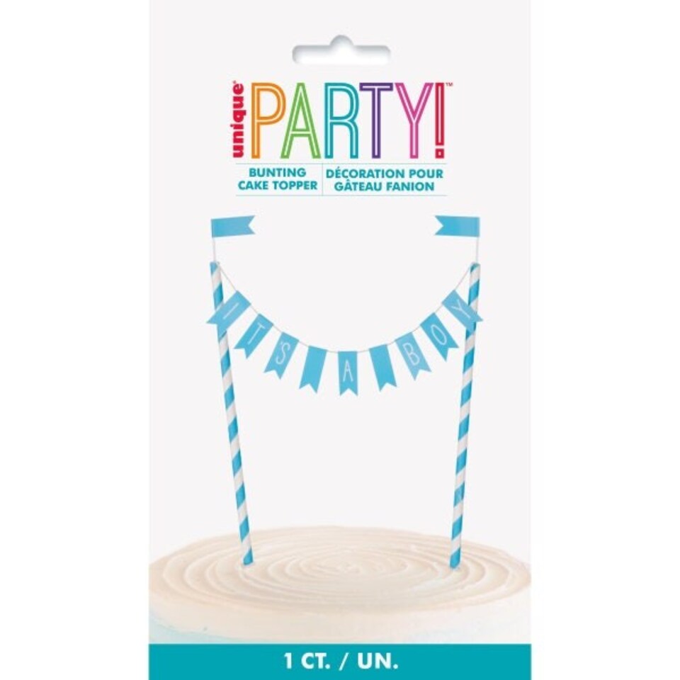 image 1 of It's a Boy Baby Shower Bunting Cake Topper