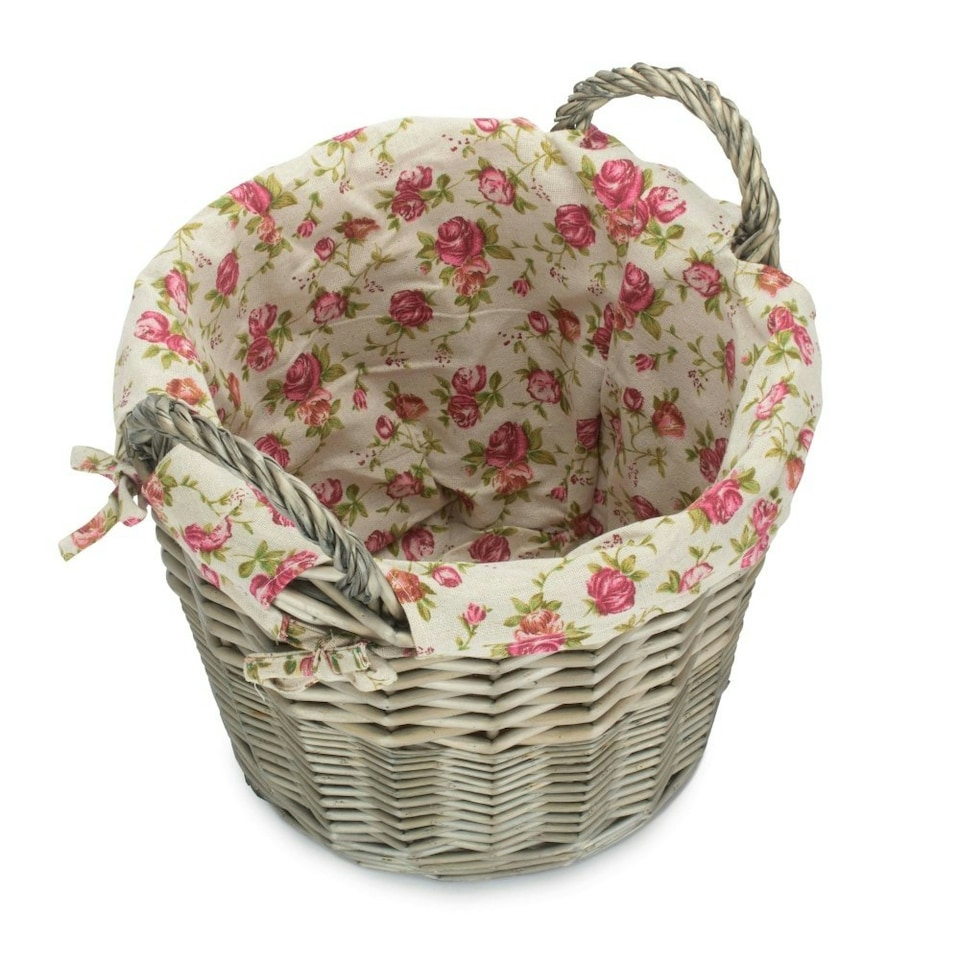 image 1 of Craft Basket with Garden Rose Lining Multi