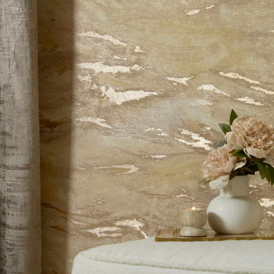 image 1 of Nirvana Metallic Wallpaper in Gold and Silver Multi