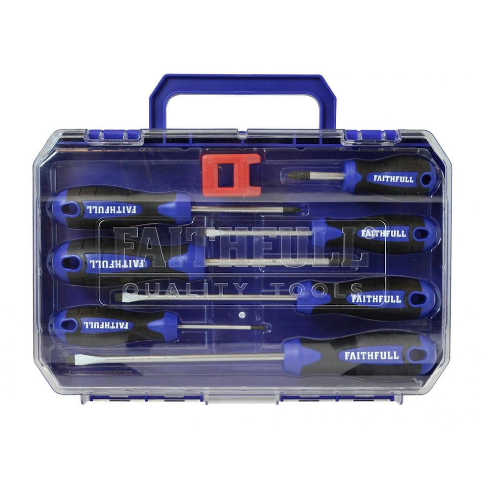 Faithfull Soft Grip Screwdriver Set, 8 Piece - Multi Colour - One Size