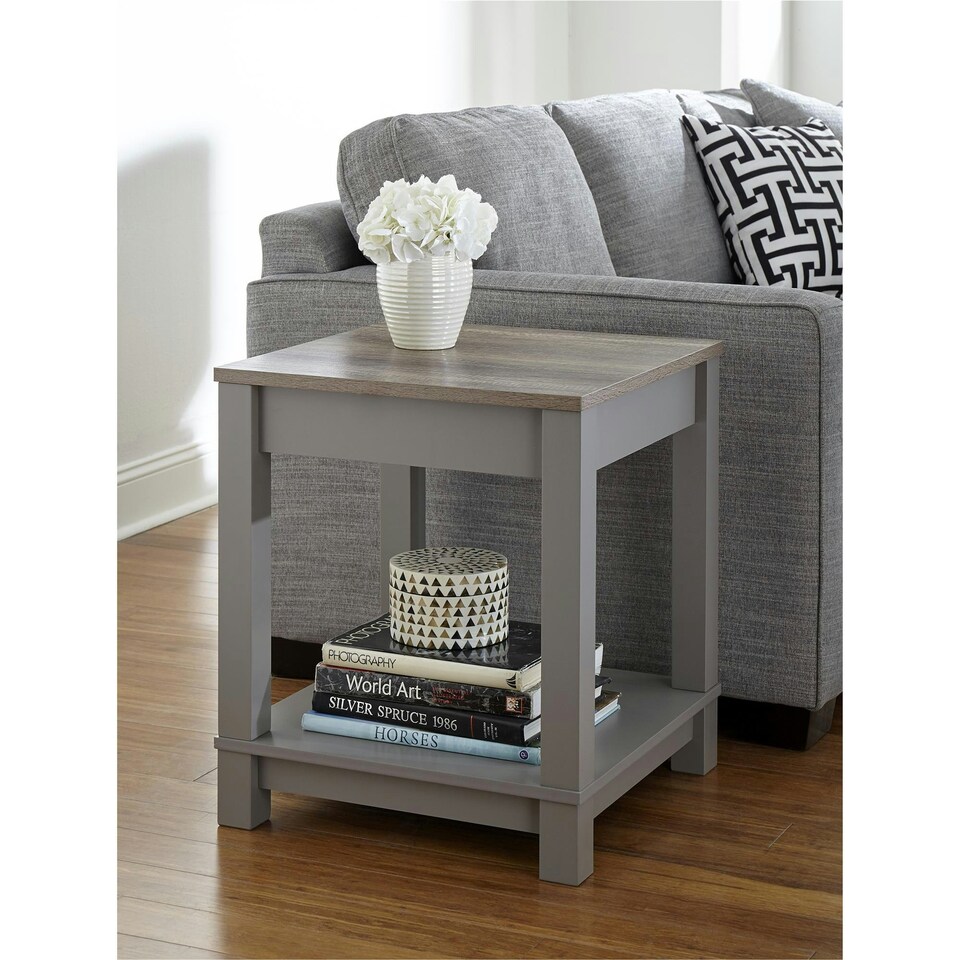 image 1 of Carver end table with 1 shelf in grey Grey | Grey