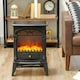 image 8 of HOMCOM Electric Fireplace Stove Heater with 3D Flame Effect, 2000W/1000W, Freestanding Portable Fireplace with Adjustable Thermostat, 2 Heat Settings for Living Room, Black