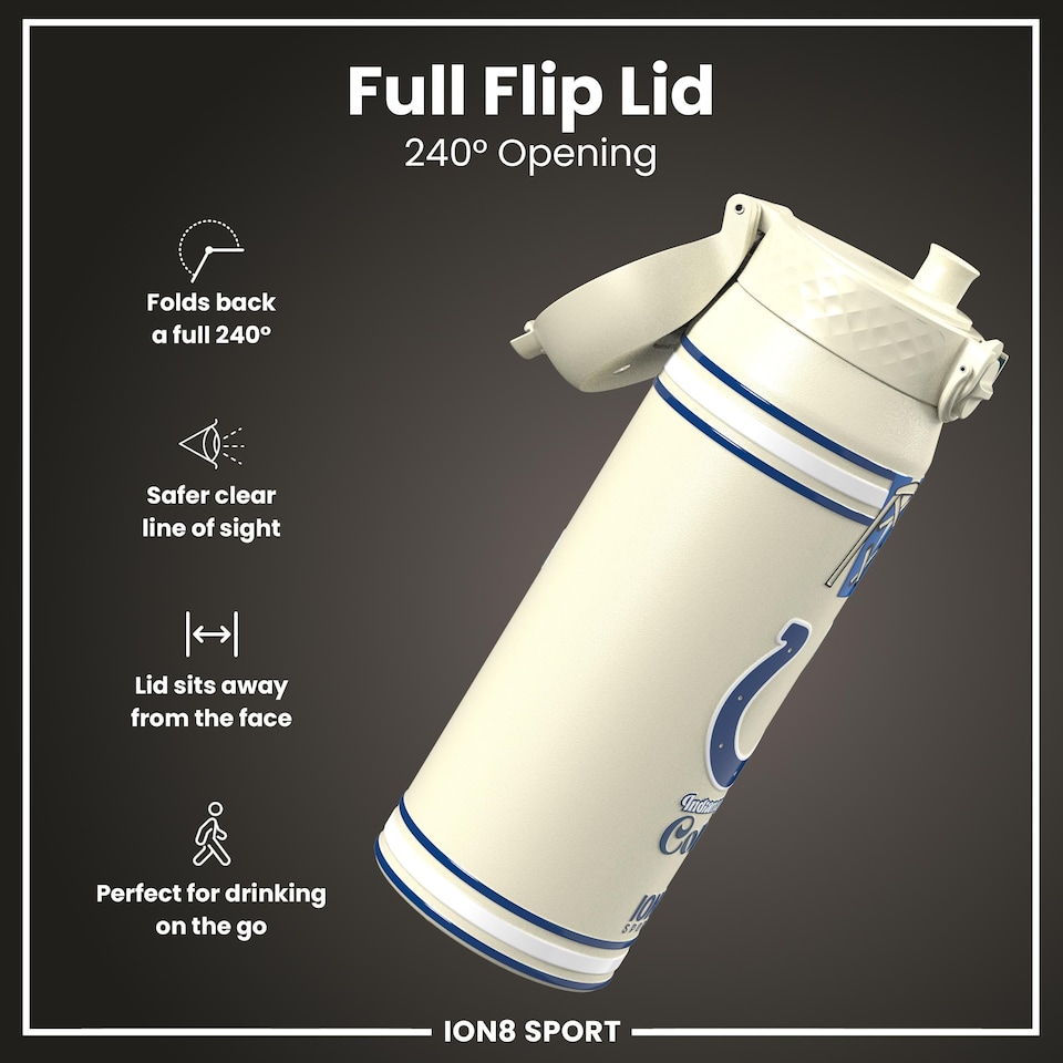 image 1 of NFL x Sports, Vacuum Insulated Steel Bottle, Series, 750ml (24oz) | Cream | NFL Throwback Colts | One Size