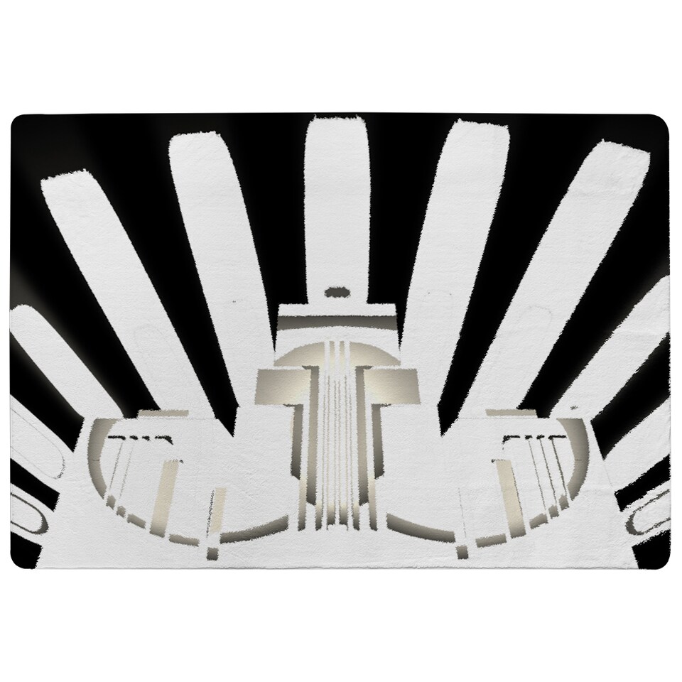 image 1 of Art Deco Skyscraper In Black & White Designer Rug | Multi