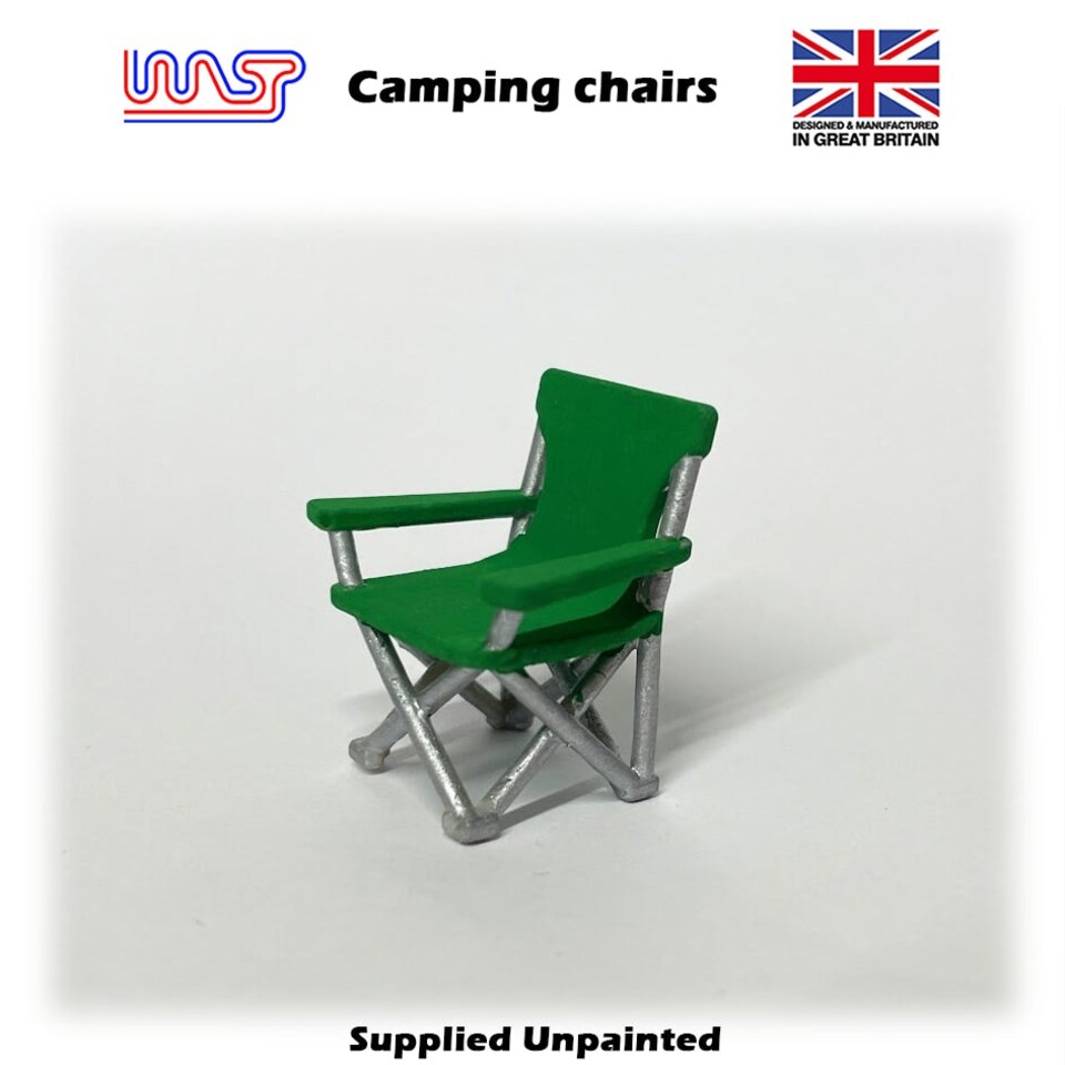 image 1 of Slot Car Scenery Track Side 2 x Camping Chairs 1:32 Scale