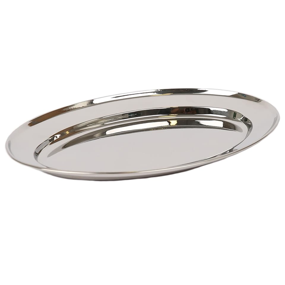image 1 of Argon Tableware Oval Stainless Steel Serving Platter - 35cm x 24cm | Silver | Silver