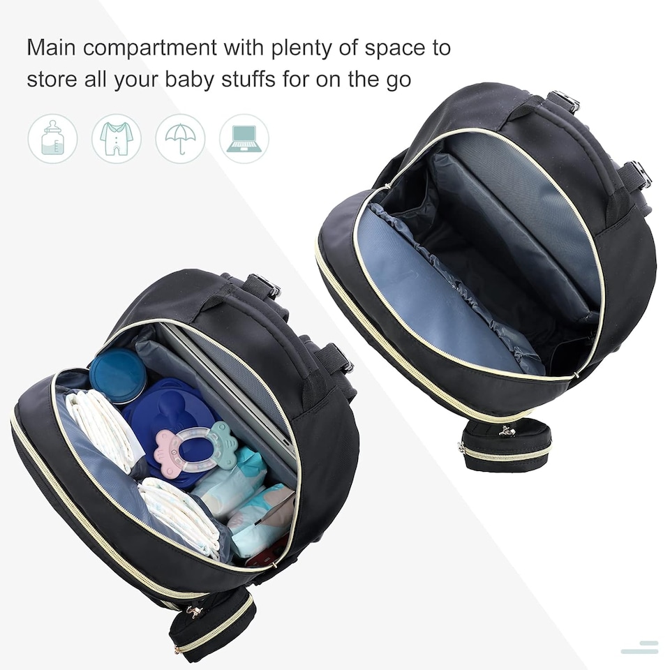 image 1 of LOVEVOOK Nappy Bag Backpack, Quilted Baby Bag with Changing Pad & Pacifier Holder, Waterproof Travel Nappy Bags for Baby Boys Girls, Stylish and Large Capacity, Black