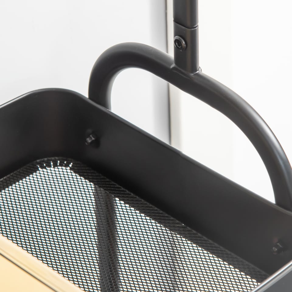 image 1 of HOMCOM Metal Clothes Rack with Shoe Storage, Clothing Rail on Wheels, Freestanding Hall Tree, Coat Stand with 2 Storage Shelf, Black